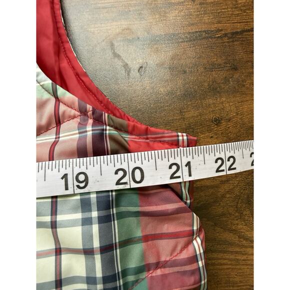 Lands' End Women's Red Tartan Plaid Puffer Vest Sleeveless Warm Casual Medium - Picture 8 of 9
